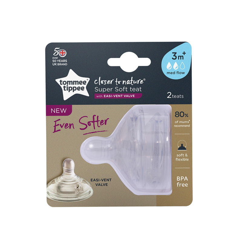 Tommee Tippee Closer to Nature 超柔軟奶瓶奶嘴 (3-6個月) 中流量