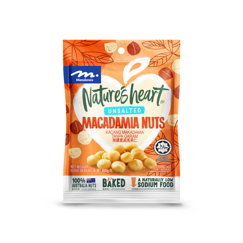 Meadows Nature's Heart Unsalted Macadamias Nuts 100g