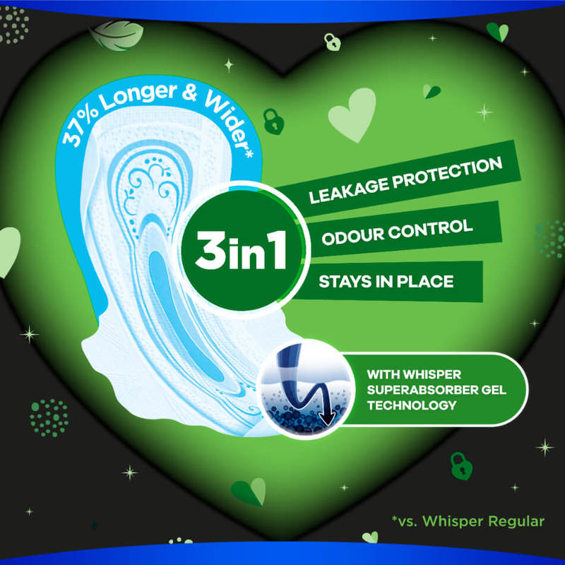 Whisper Ultra Clean Nights Thin X-long Wing Sanitary pads 31cm 12 pads