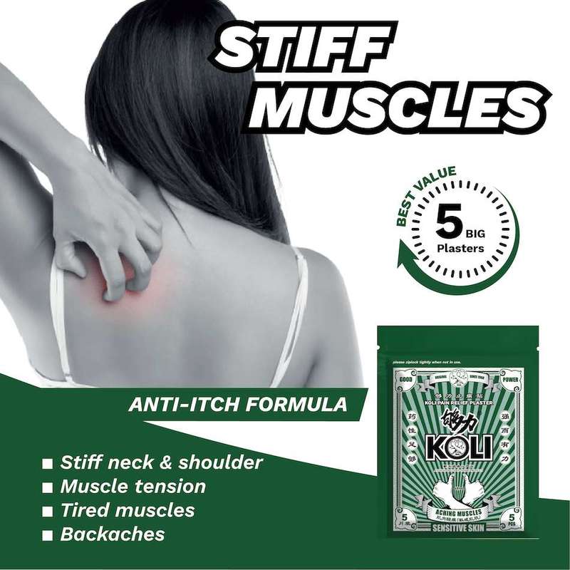 Koli Medicated Herbs Pain Relief Plaster for Aching Mucles with Sensitive Skin, 20s