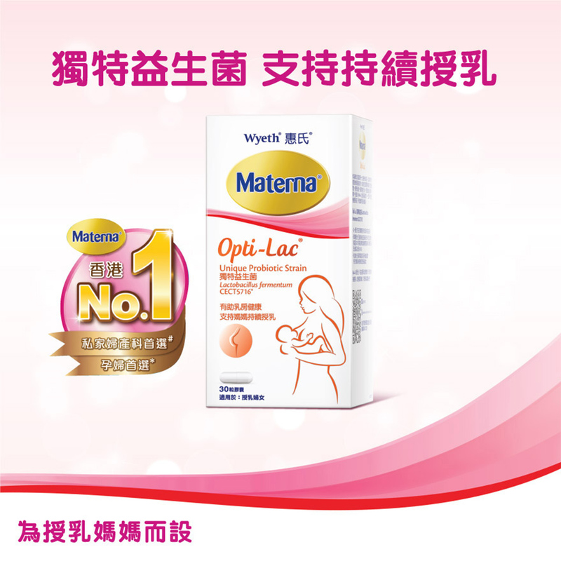 Wyeth惠氏materna Opti Lac 授乳營養補充品膠囊30粒 孕媽媽營養 媽媽專用 母嬰護理 萬寧官方網店