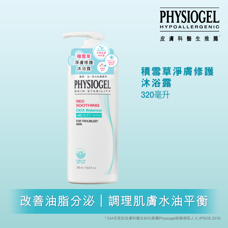 Physiogel Red Soothing Cica Balance + AC Body Wash 320ml