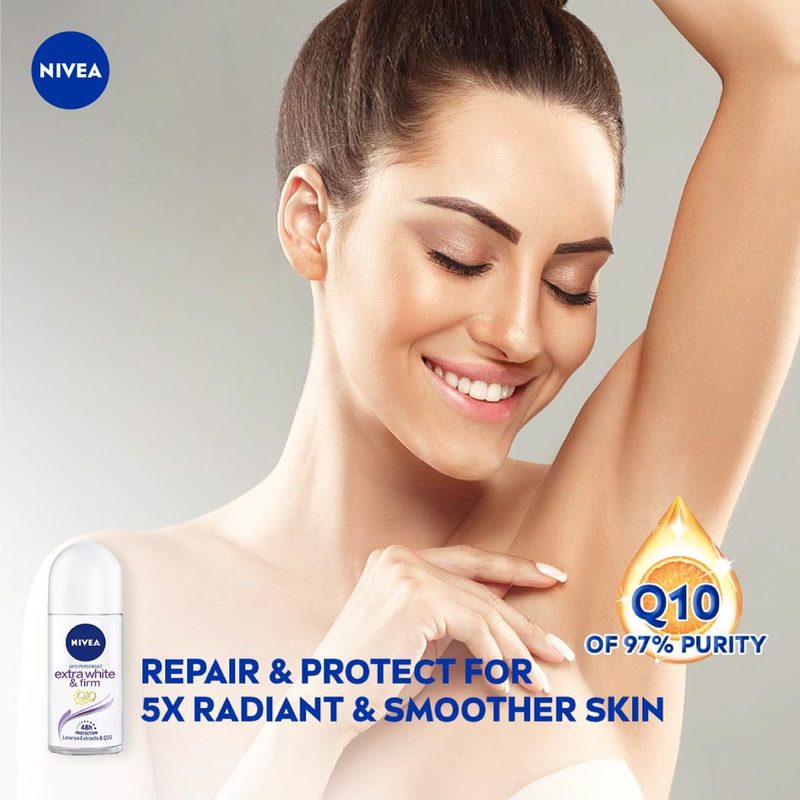 Nivea Deo Extra White & Firm Q10 Roll On, 50ml