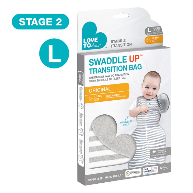 Love To Dream Swaddle Up Transition Bag (Stage 2) Grey L Size