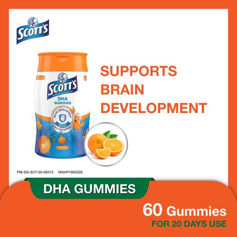 Scott's DHA Chewable Children Gummies, Fish Oil Omega 3, Orange 60s