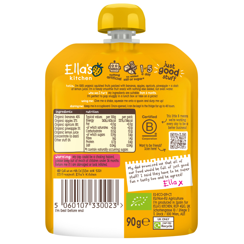 Ella's Kitchen Organic The Yellow One Smoothie (6 Month+) 90g