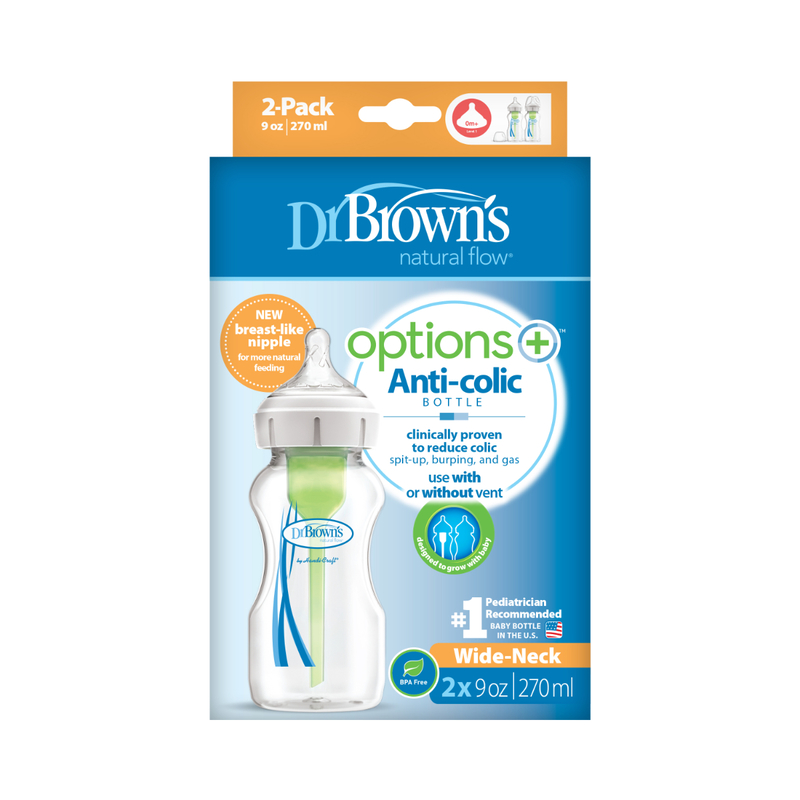 Dr.Brown's Options+ Anti-Colic PP Bottle With Breast-Like Nipple 9oz 2pcs