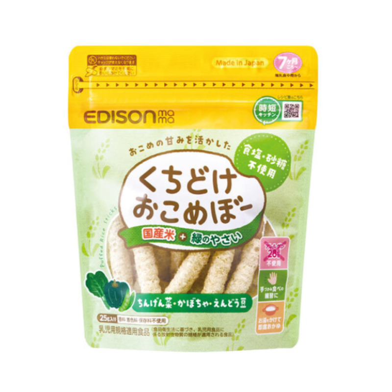 Edison Mama Puffed Rice Stick Green Vegetables 25g