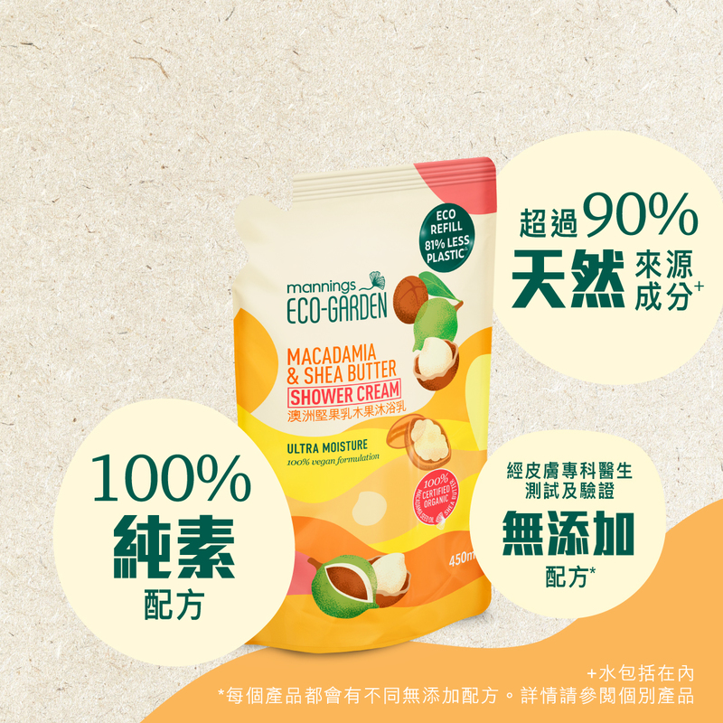 Mannings Eco-Garden Macadamia & Shea Butter Ultra Moisture Shower Cream (Refill) 450ml