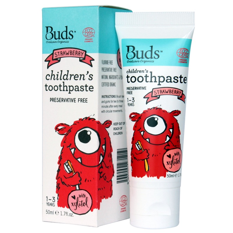 Buds Organics Children's Toothpaste with Xylitol 1-3 Years Strawberry 50mL