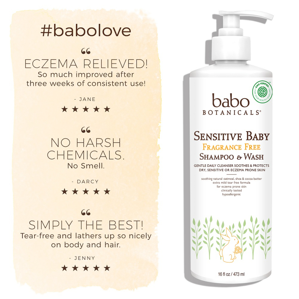 Babo Botanicals Sensitive/Eczema Fragrance Free Shampoo & Wash 473ml | Babo  Botanicals | Mannings Online Store