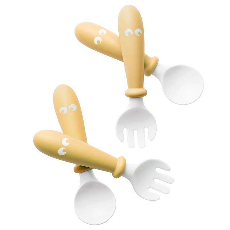 BabyBjorn Baby Spoon & Fork (Powder Yellow) - Spoon 2pcs + Fork 2pcs (1set)