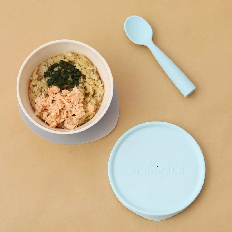Miniware First Bite Set - Pla Cereal Suction Bowl (Vanilla + Aqua) 1pc