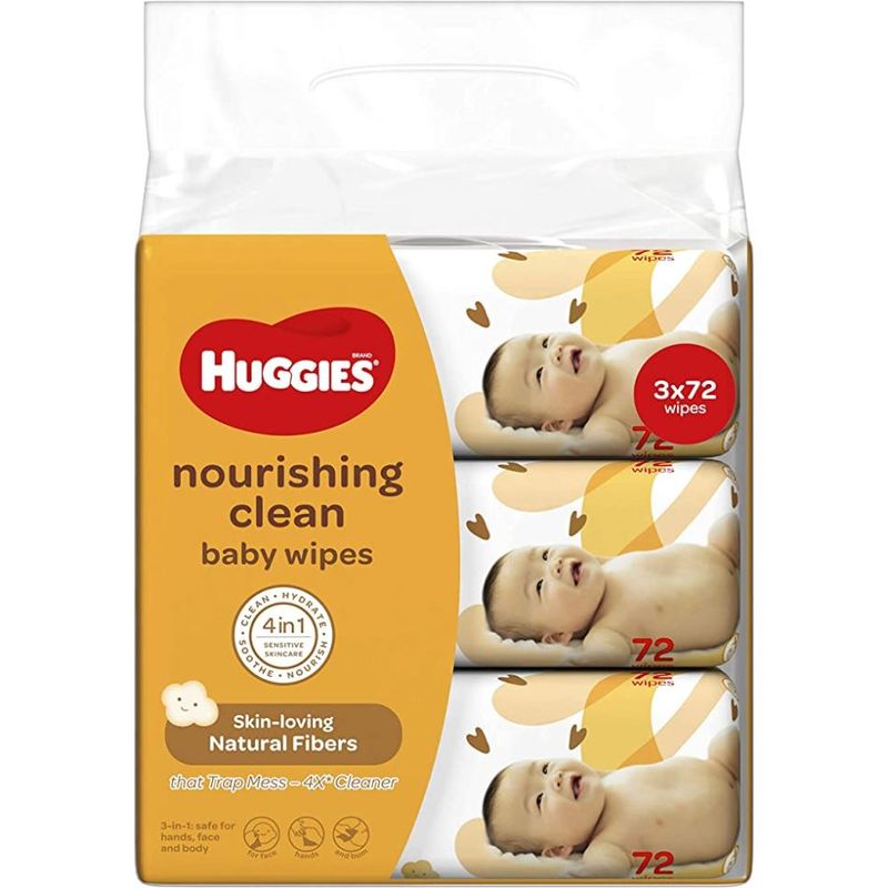Huggies Nourishing Clean Baby Wipes Triple Pack, 3x72pcs
