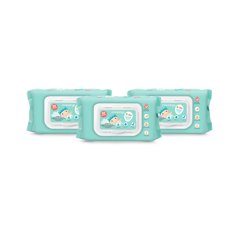 Mannings New Born Baby Wipes 90pcs x 3 Bags