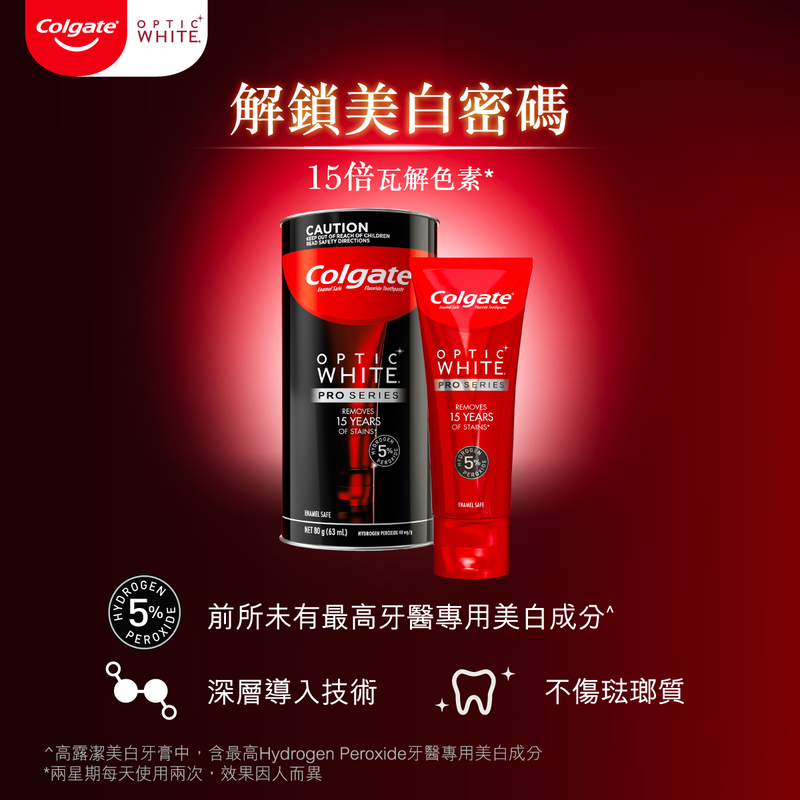 Colgate Optic White Pro Series Hydrogen Peroxide 5% Whitening Toothpaste 80g