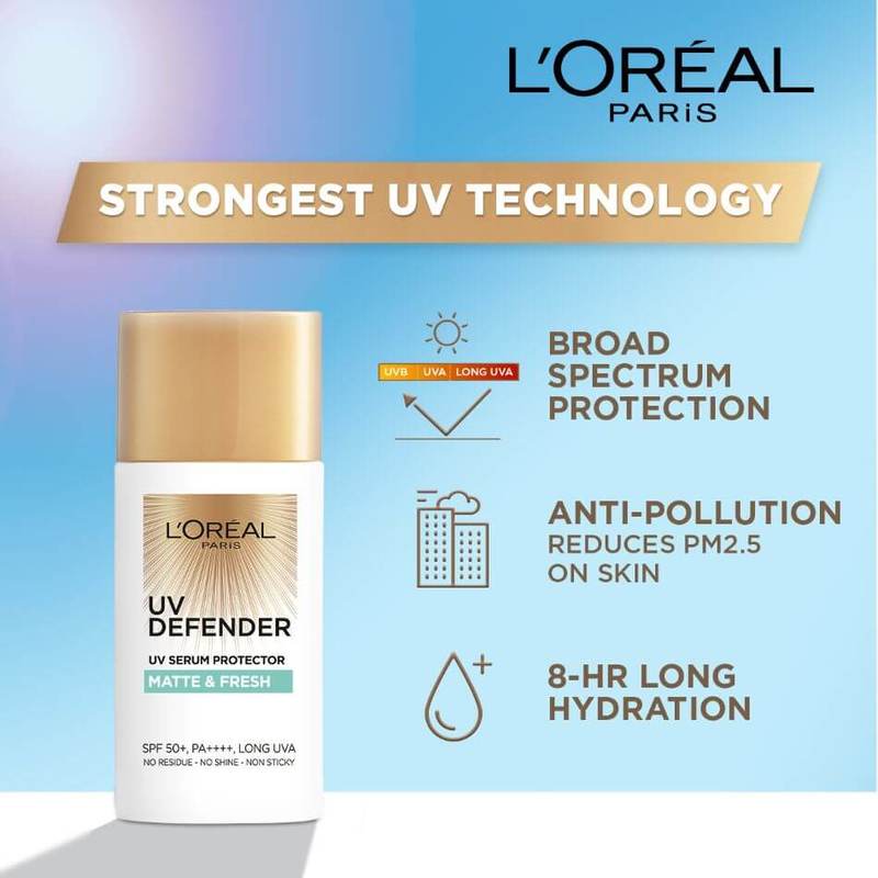 L'Oreal Paris UV Defender Sunscreen Matte and Fresh SPF50+  50ML