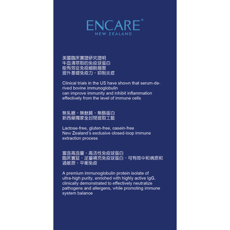 Encare IgG16800 Bio-active Serum-derived Bovine Immunoglobulin Capsule 60 Capsules