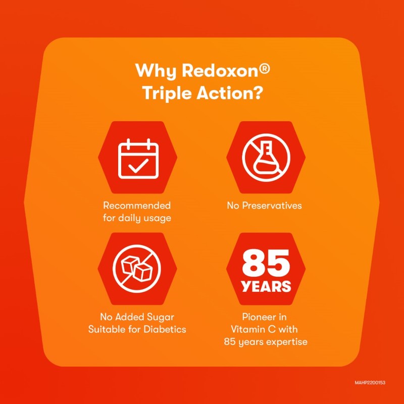 Redoxon Triple Action Vitamin C, D & Zinc Immunity Orange Effervescent 45s