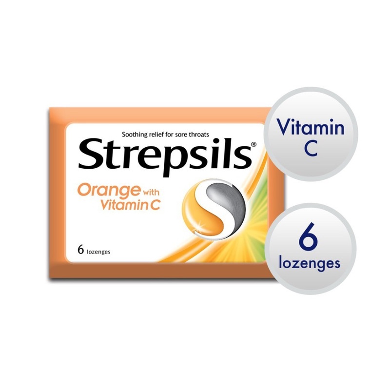 Strepsils Orange with Vitamin C Lozenges, 6s