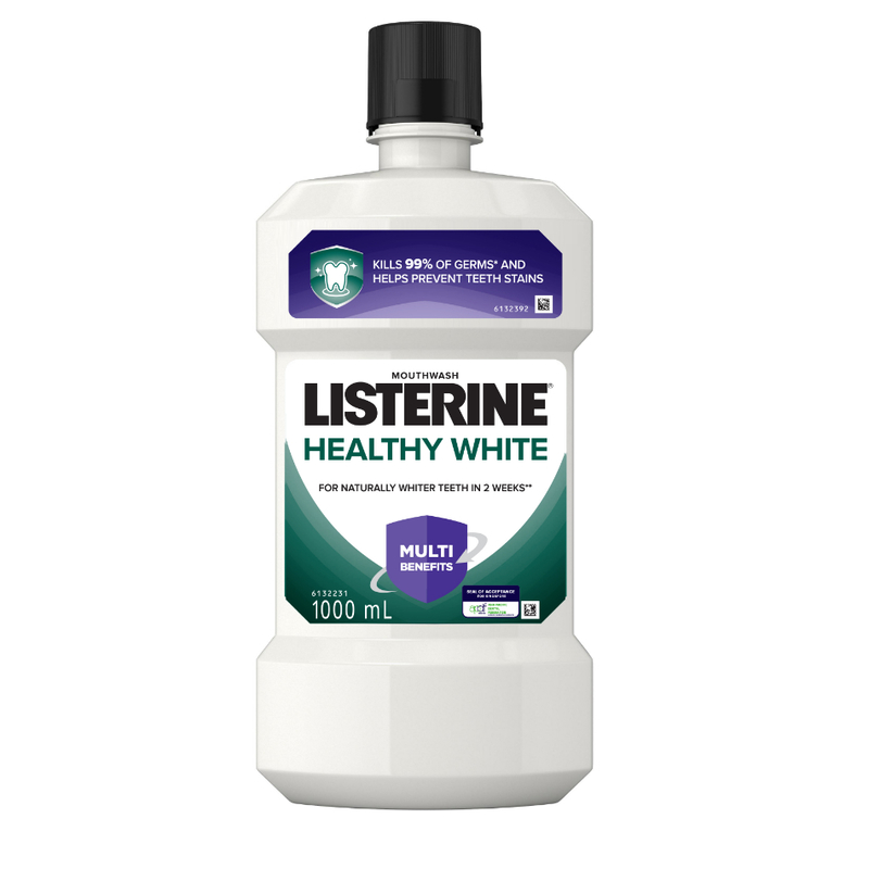 Listerine Mouthwash Healthy White, 1000ml