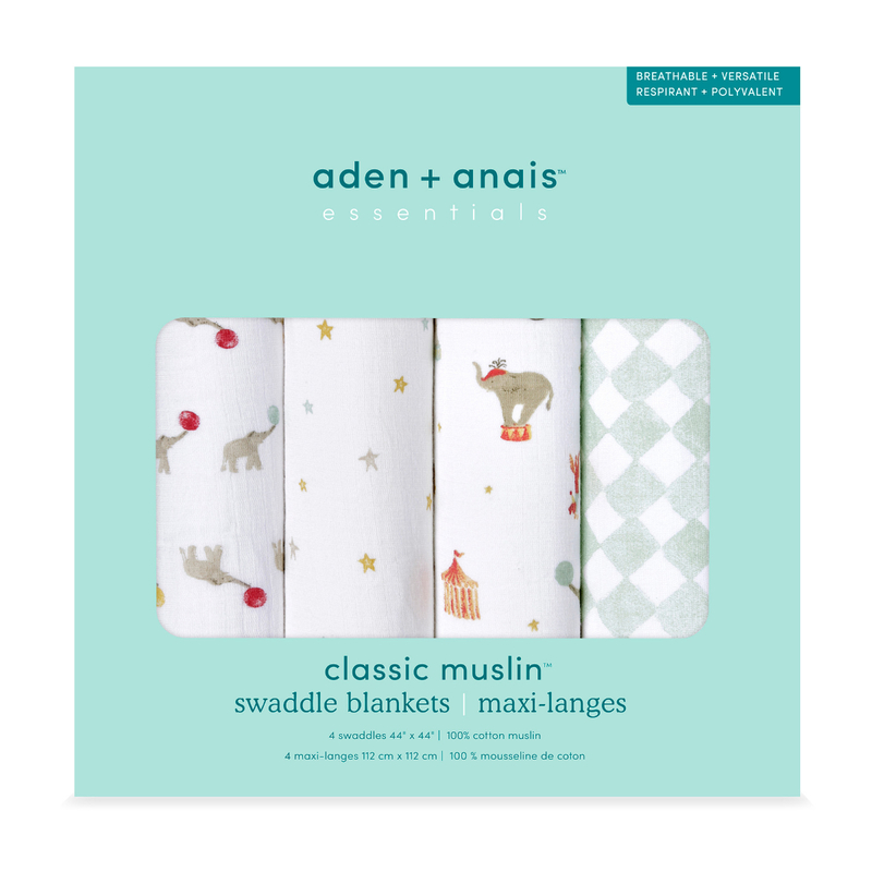 Aden+Anais Essential Swaddle (Elephant Circus) 4pcs