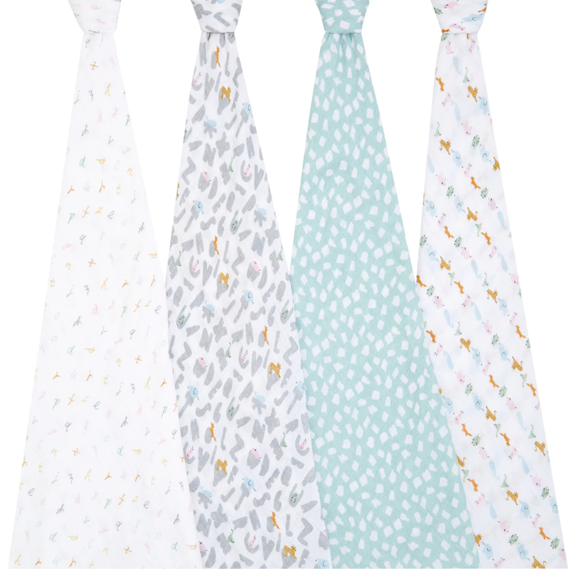 Aden+Anais Essential Swaddle (Alphabet Animals) 4pcs