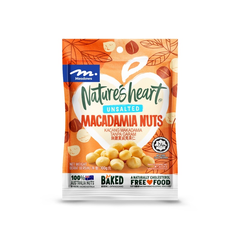 Meadows Nature's Heart Unsalted Macadamias Nuts 100g