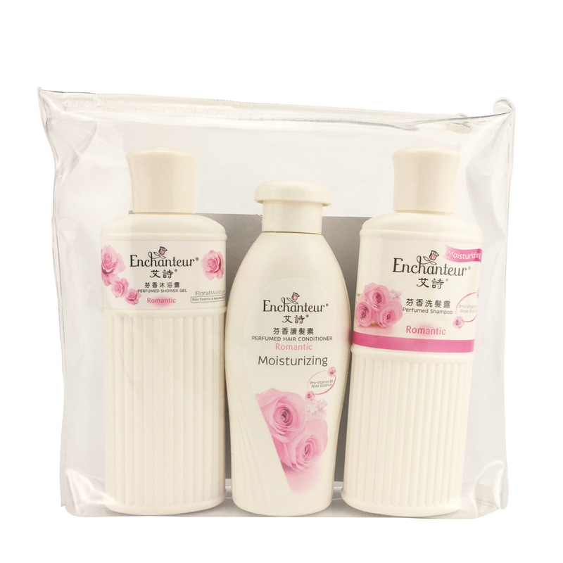 Enchanteur Romantic Travel Kit - Shower Gel 80ml + Shampoo 80ml + Hair Conditioner 80ml
