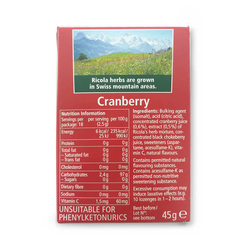 Ricola Swiss Herb Lozenges Cranberry, 45g