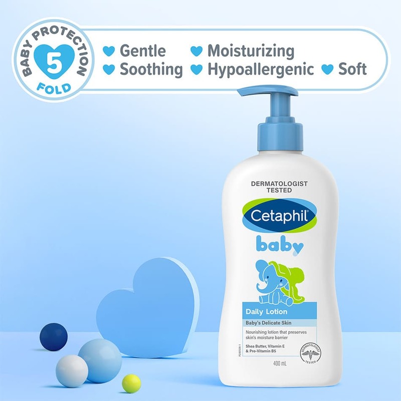 Cetaphil Baby Daily Body Lotion 400ml with Shea Butter & Sunflower Seed Oil [Gentle & Hypoallergenic]