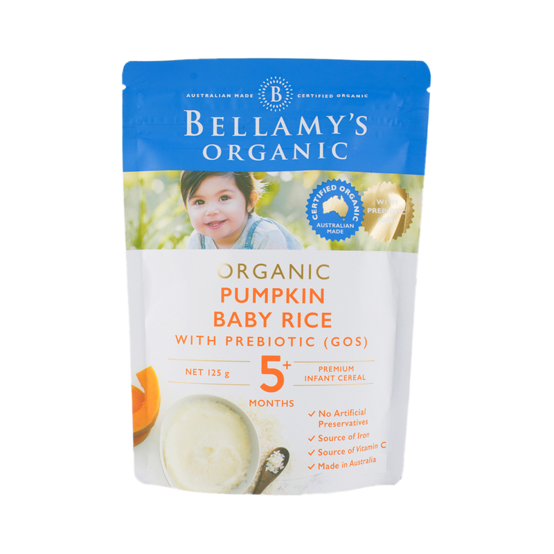 bellamy's organic baby rice with prebiotic 125g