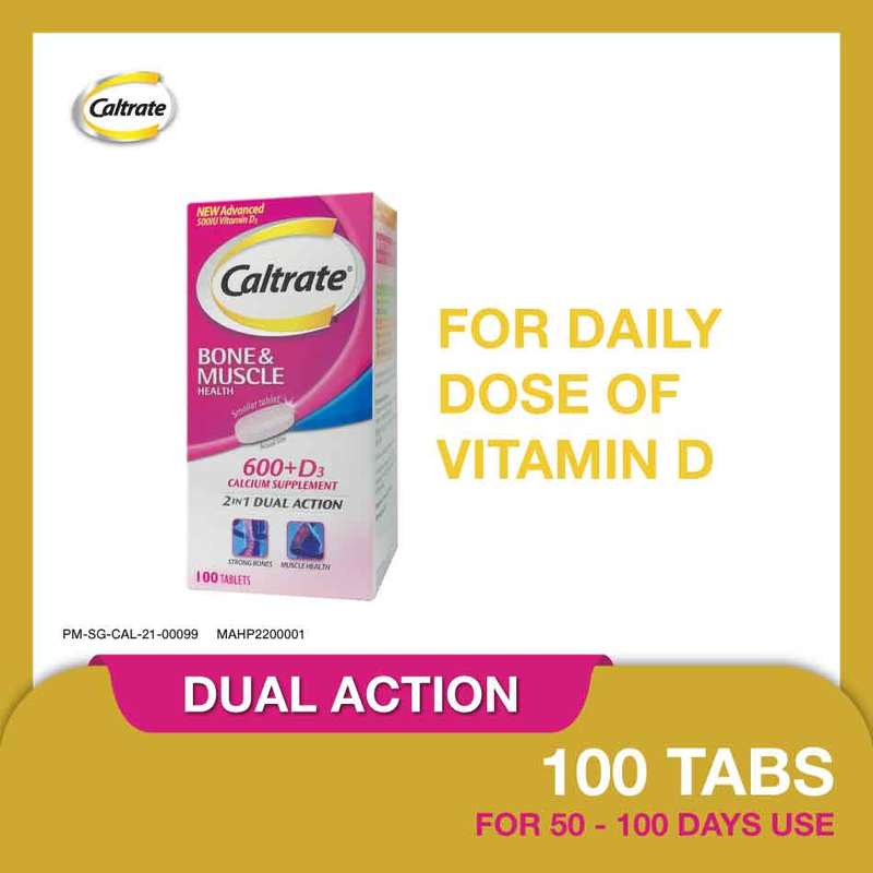 Caltrate 600+D 600mg Calcium Supplement, 100 tablets