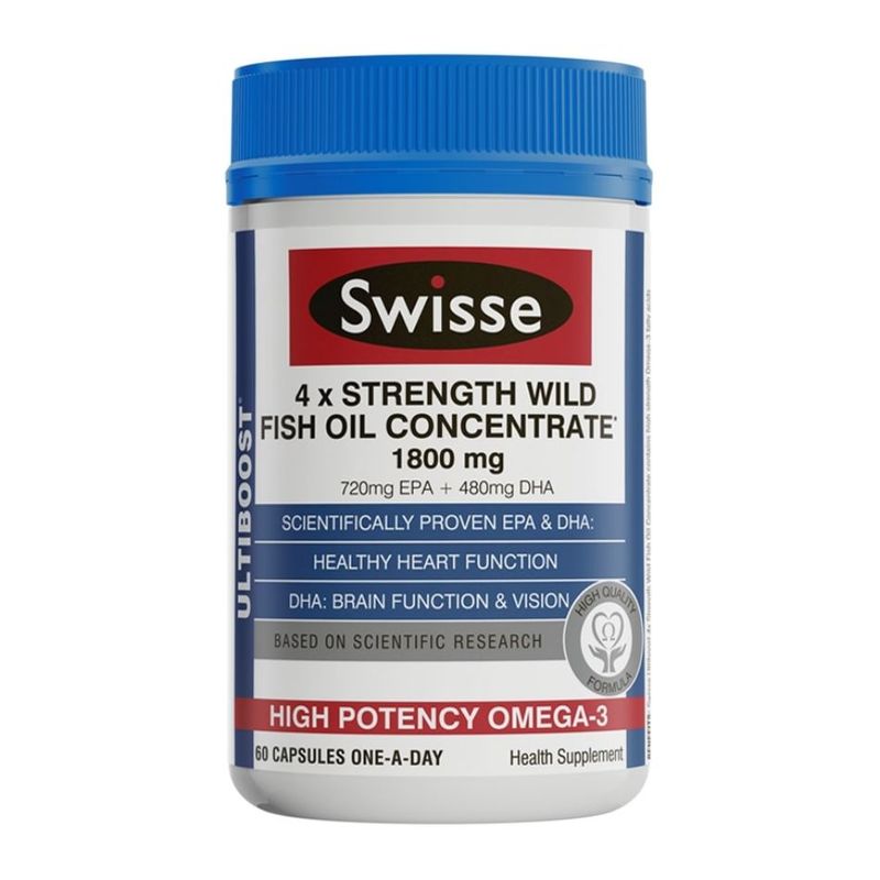 Swisse Ultiboost 4X Strength Wild Fish Oil Concentrate 1800Mg 60 Caps