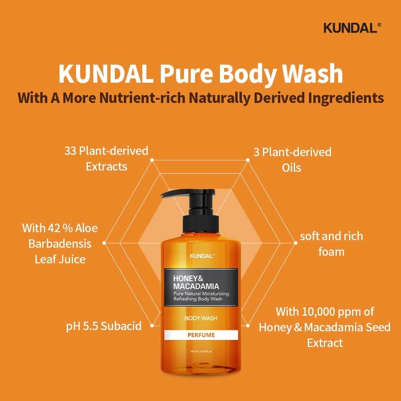 KUNDAL Honey & Macadamia Pure Body Wash 500ml Sweet Peony