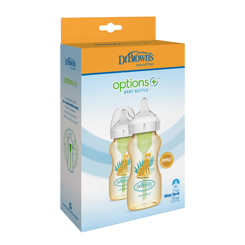 Dr.Brown's Options+ Anti-Colic PPSU Bottle (Cheetah) 9oz 2pcs