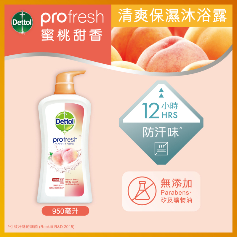 Dettol ProFresh Peach Burst Body Wash 950g