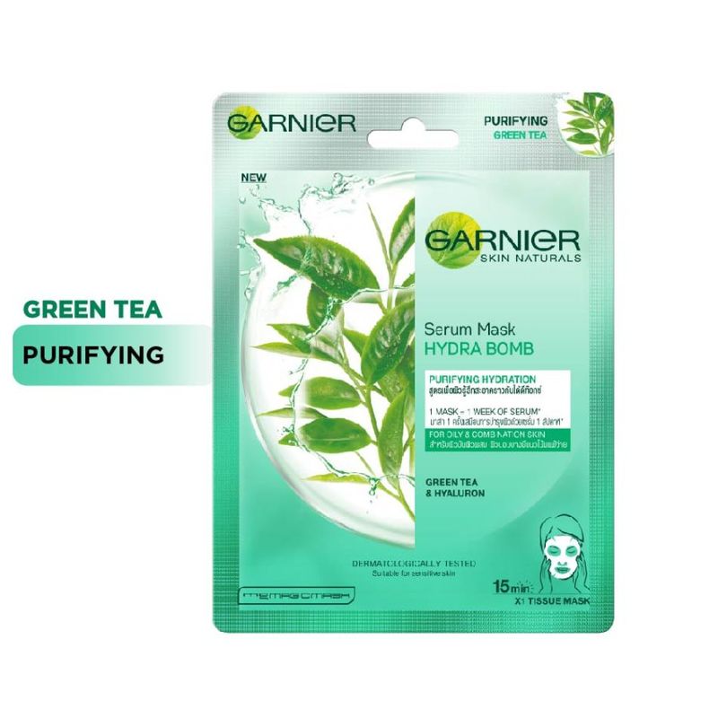 Garnier Serum Mask Hydra Bomb Green Tea Super Hydrating Purifying Tissue Mask Garnier Guardian Singapore