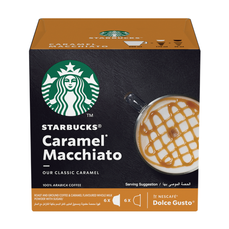 Starbucks星巴克焦糖咖啡 咖啡膠囊 6粒 + 牛奶膠囊 6粒