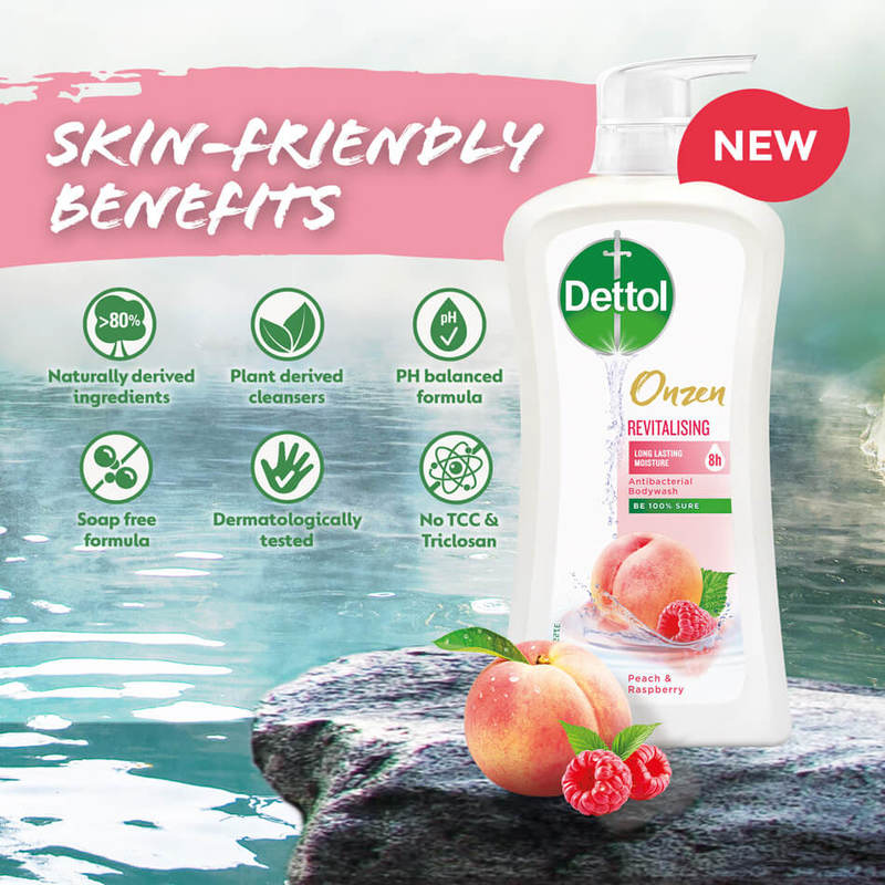 Onzen Revitalizing Anti-Bacterial Bodywash Peach & Raspberry 950g