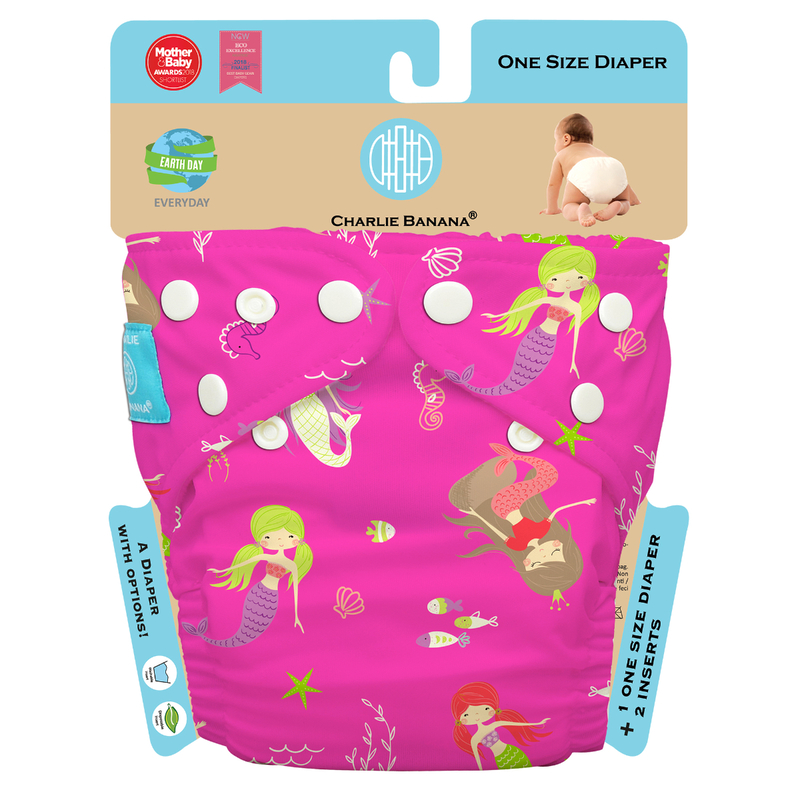 Charlie Banana Diaper One Size Hybrid AIO - Mermaid Zoe 1pcs + 2 Inserts