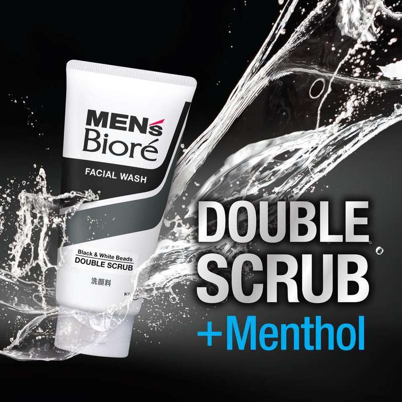 Biore Black & White Double Scrub Facial Wash, 130g