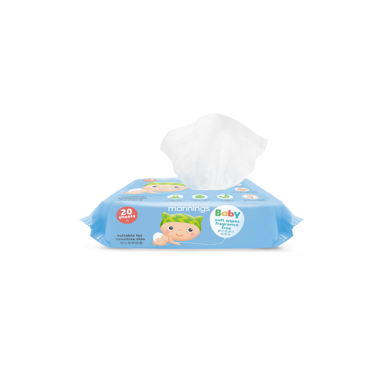 Mannings Baby Wipes Fragrance Free 20pcs x 5 Bags