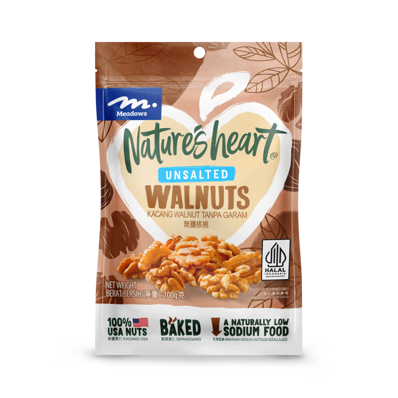 Meadows Nature's Heart Unsalted Walnuts 100g