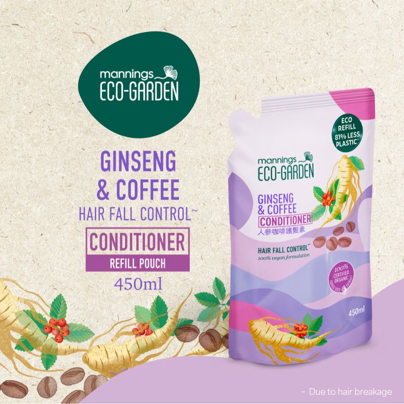 Mannings Eco-Garden Ginseng & Coffee Hair Fall Control Conditioner (Refill) 450ml