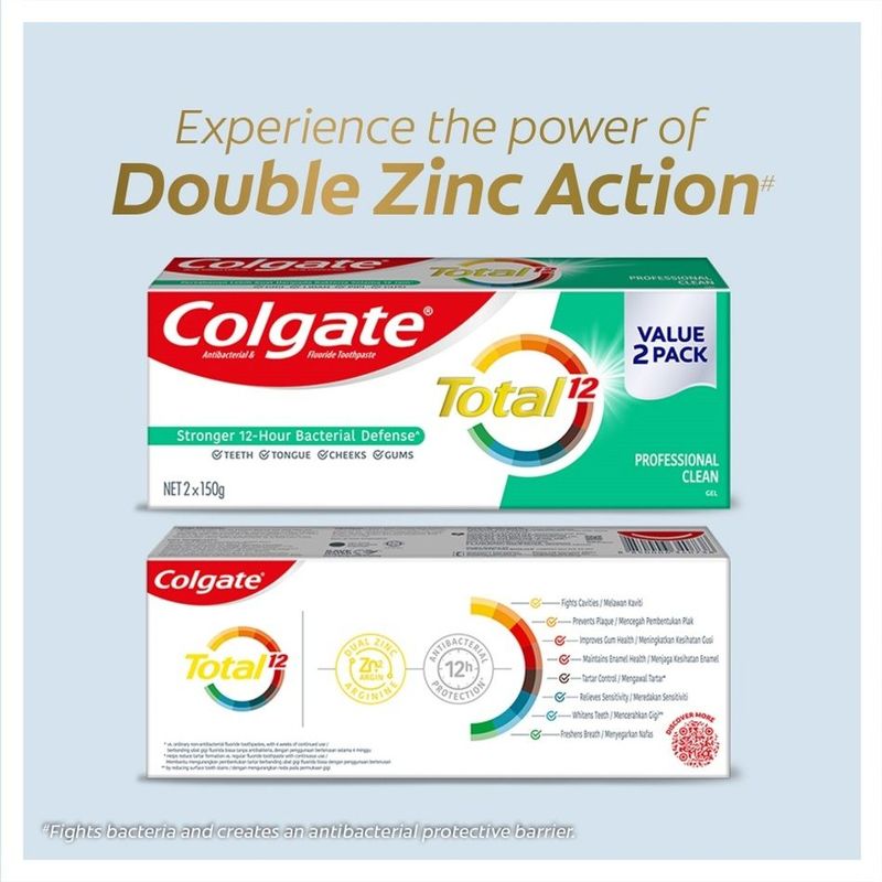 Colgate Total Professional Clean Twin Pack, 2x150g