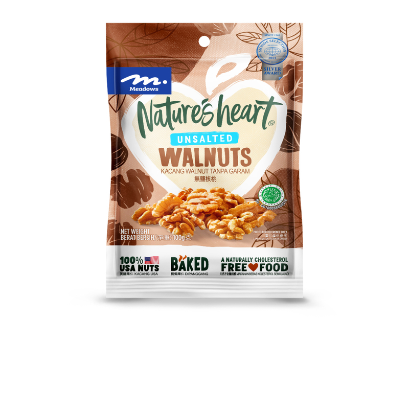 Meadows Nature's Heart Unsalted Walnuts 100g