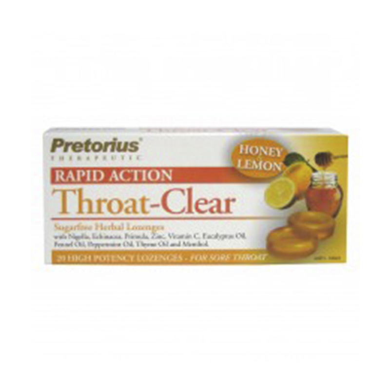 Pretorius Throat Clear Lozenges Honey Lemon, 20pcs