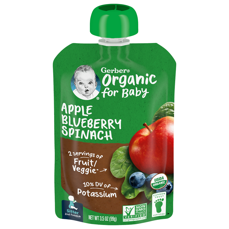 Gerber Organic Apple Blueberry Spinach Pouch 99g