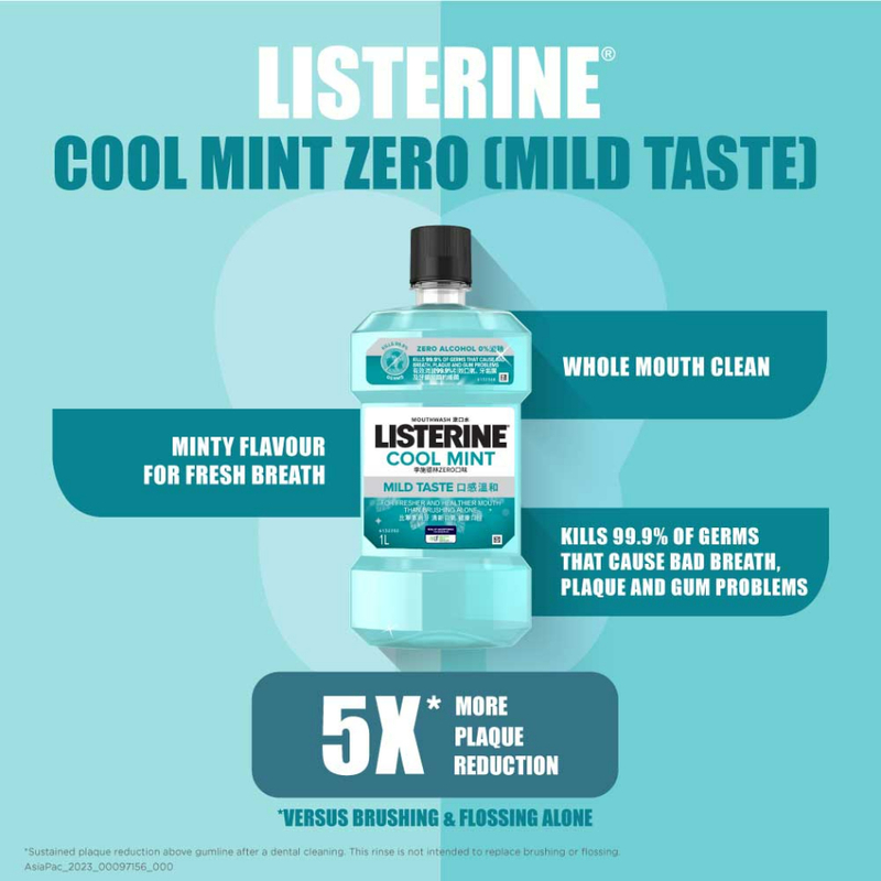 Listerine Mouthwash Cool Mint Zero, 1000ml